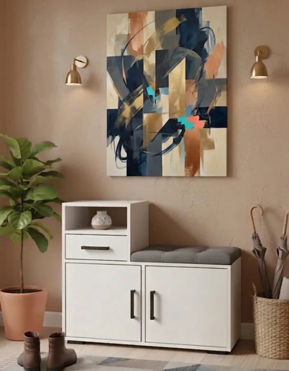 Ayaqqabı üçün tumba MB10, laminat, ağ, 72x86x35 sm
