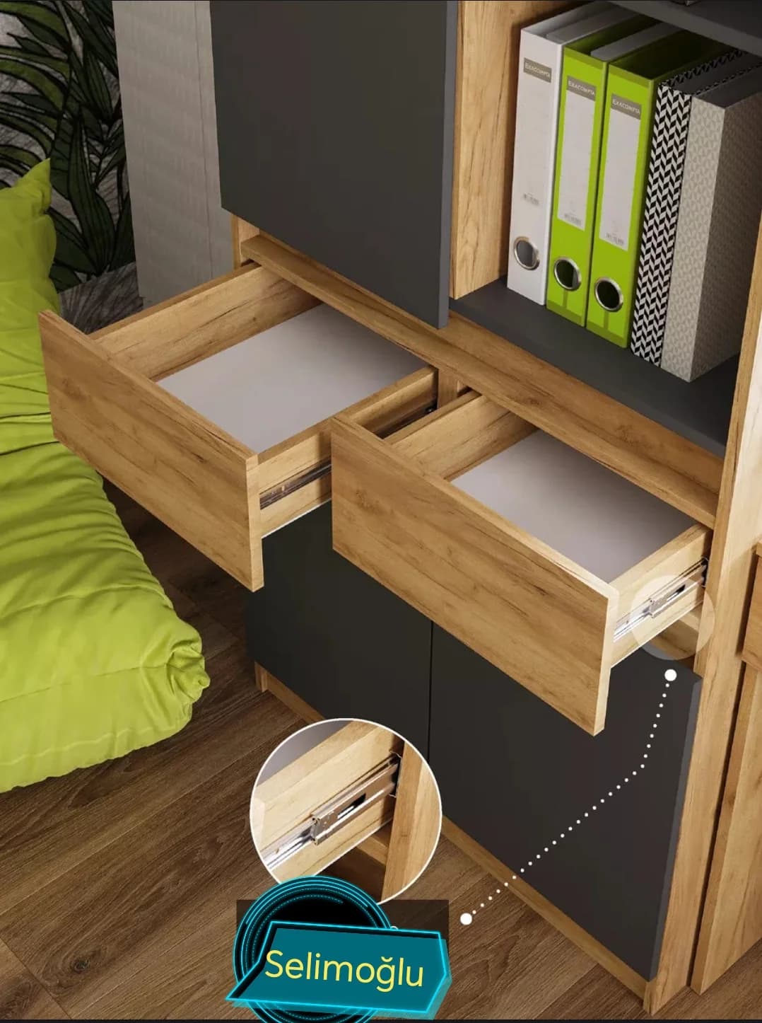 Kitablar üçün şkaf s121, laminat, 210х80х49 sm — image 3