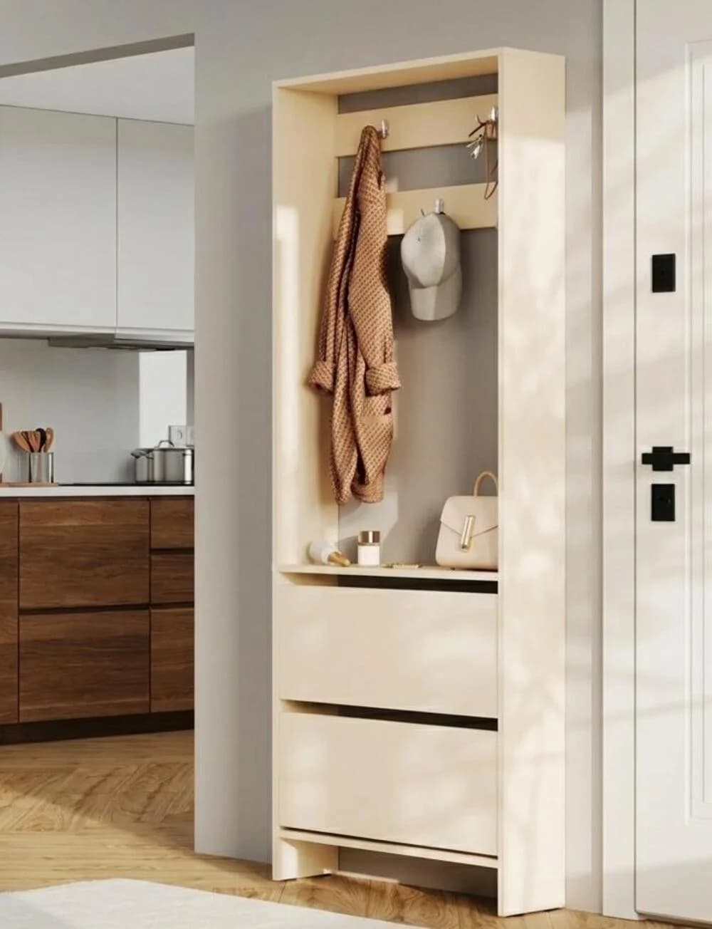 Tumbalı asılqan MB3, bej, laminat, 183x75x28 sm