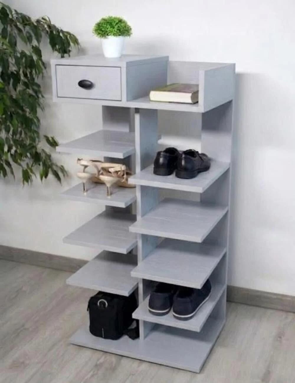 Ayaqqabı üçün tumba MB13, laminat, boz, 125x50x35 sm