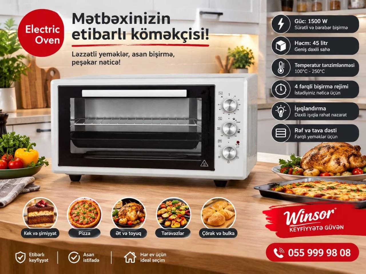 Winsor Elektrik Sobası 45 L, 1500 W
