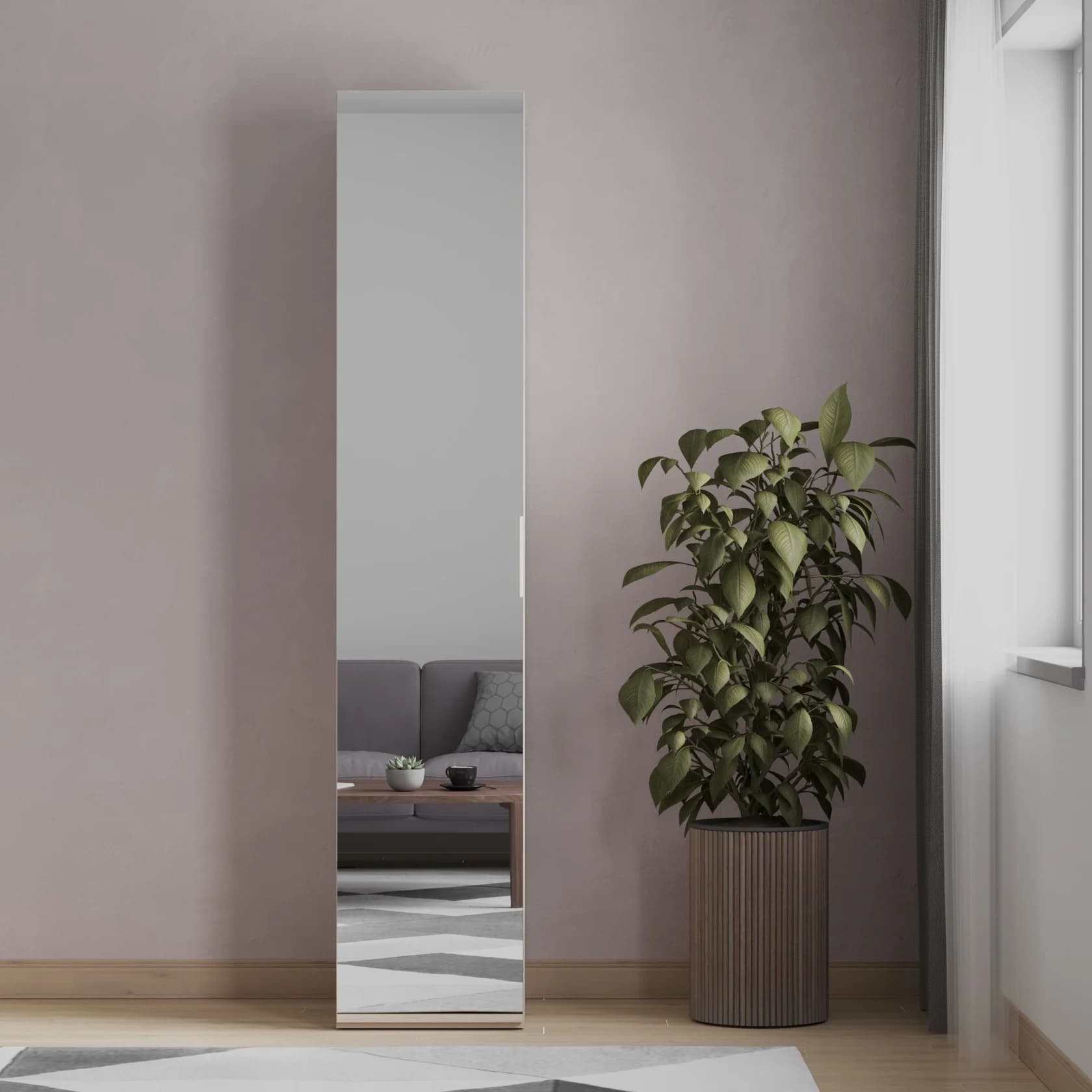 Şkaf-güzgü Yagmur, laminat, bej, 225.3x41.6x45.1 sm — изображение 2