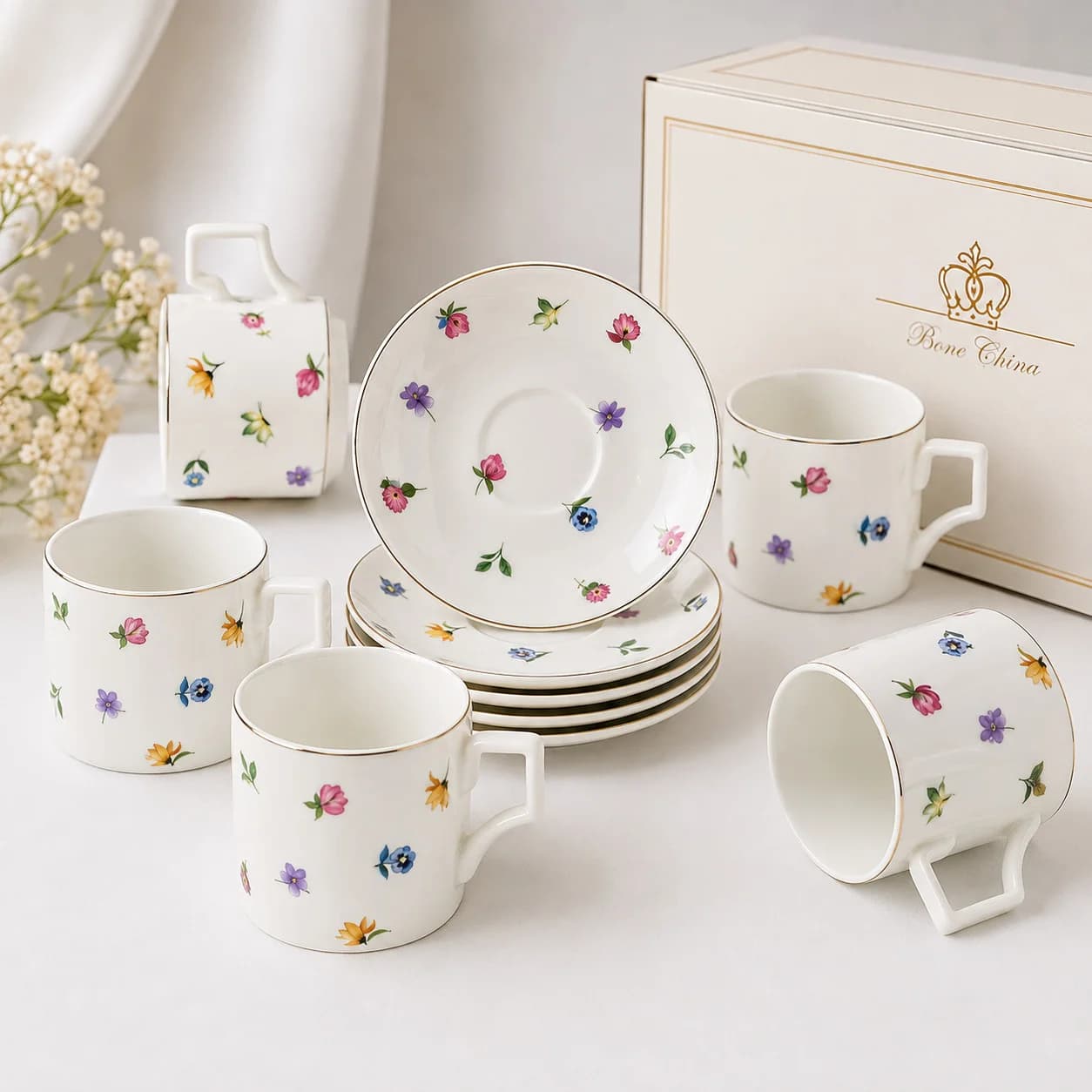 Çay dəsti 11425, 250 ml, farfor, ağ, 6 nəfərlik, 12 ədəd