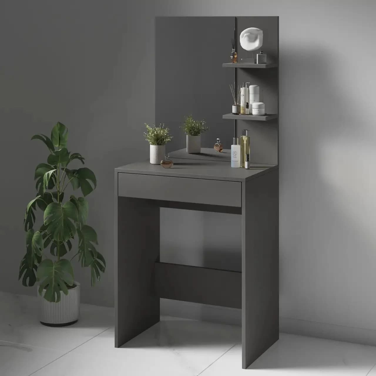 Makiyaj masası 8360, antrasit, laminat, 140х40х60 sm