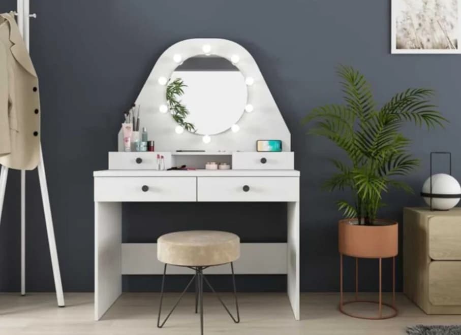 Makiyaj masası SO004, laminat, ağ, 147x41x100 sm — изображение 3