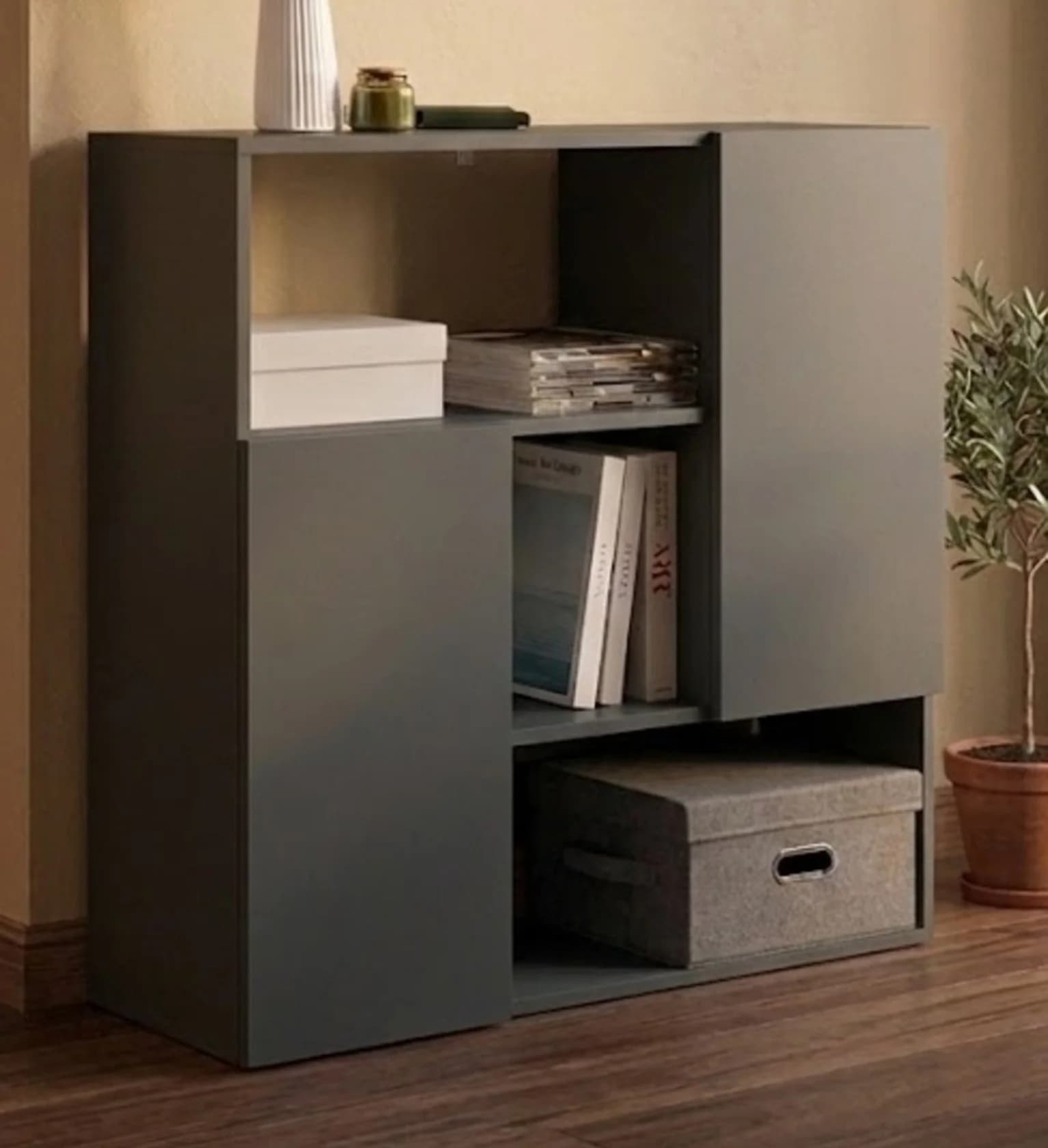 Komod MB24, laminat, 90x90x35 sm, antrasit