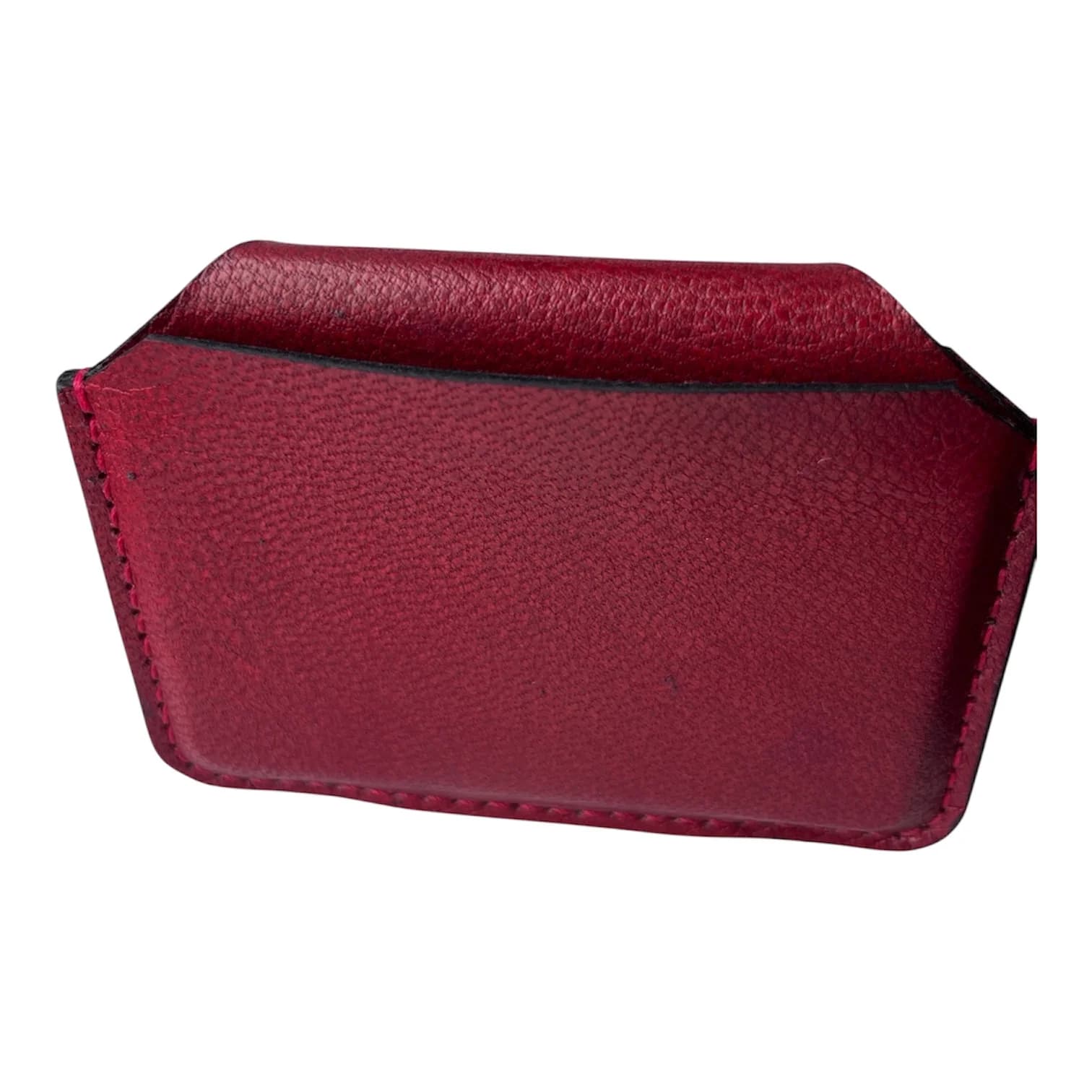 Kredit kart qabı, təbii dəri, 10 x 7.5 sm, qırmızı — şəkil 3