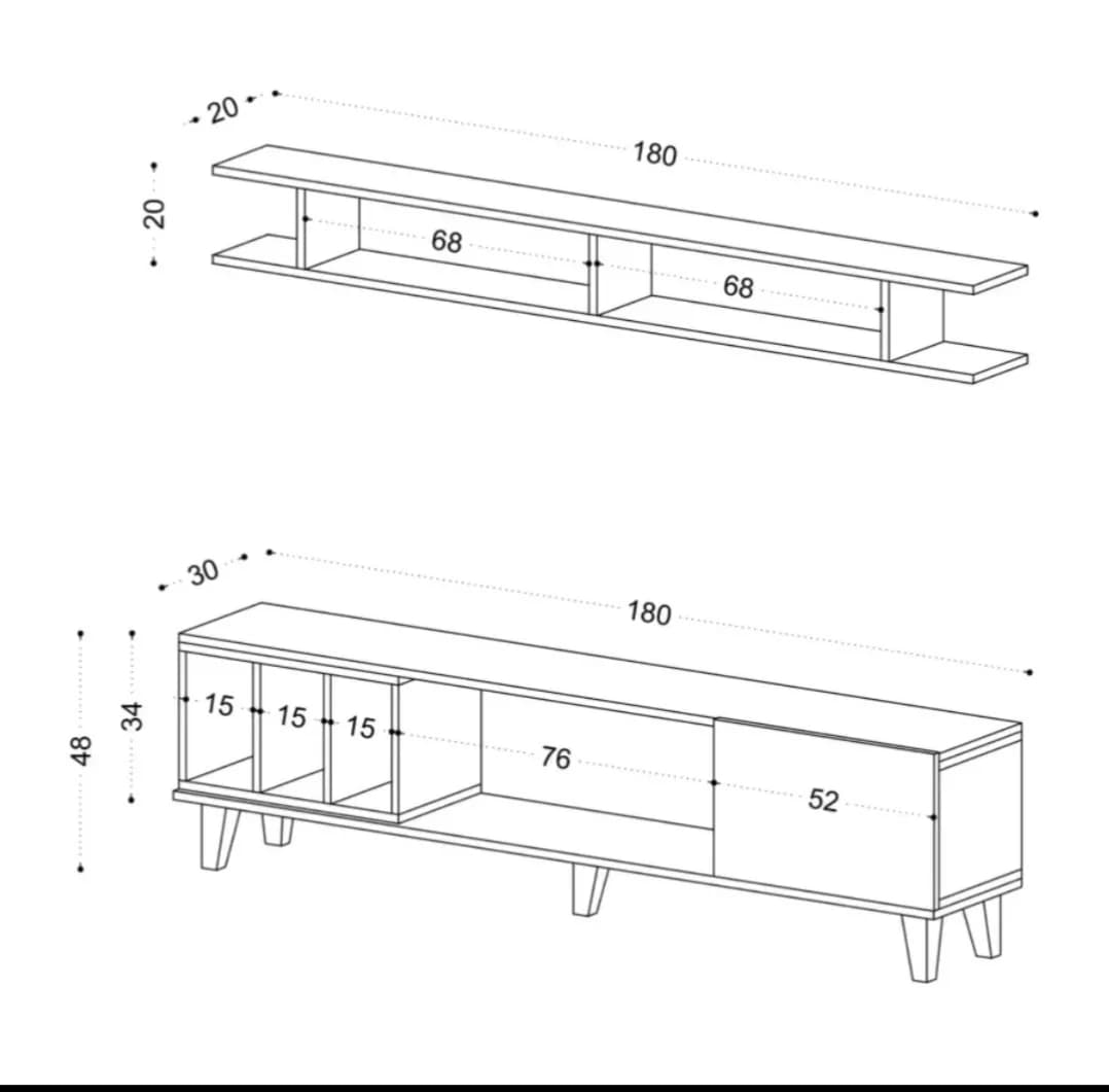 Tv üçün tumba SO008, laminat, ağ, 180x40x30 sm — изображение 5