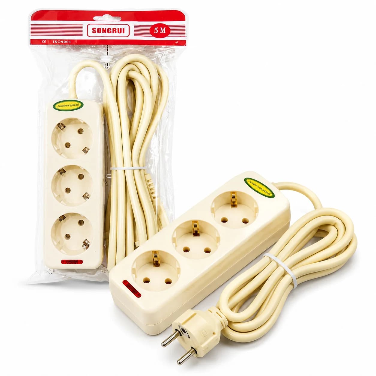Uzadıcı Songrui, Universal rozetka, 3 girişli, 220 V