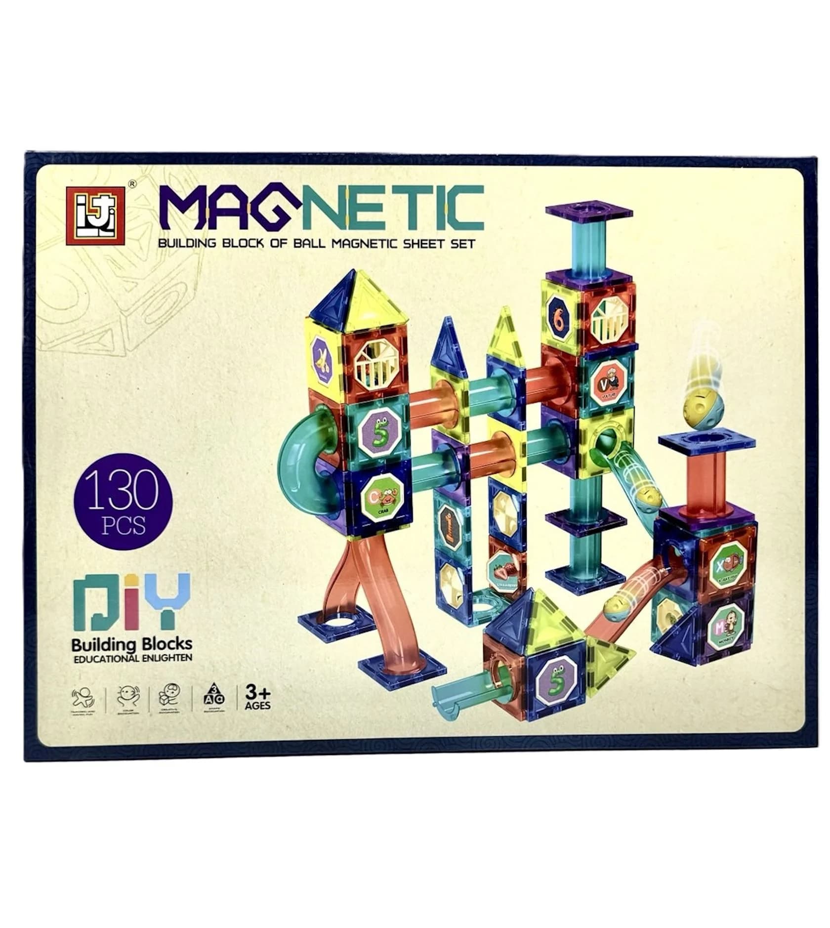 Maqnit konstruktor 66860A, 130 hissə, 3+ yaş