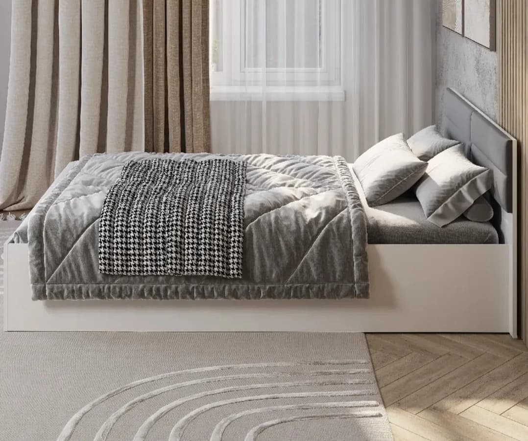 Bir yarımlıq çarpayı, laminat/tekstil, ağ/boz, 200x140 sm — image 3