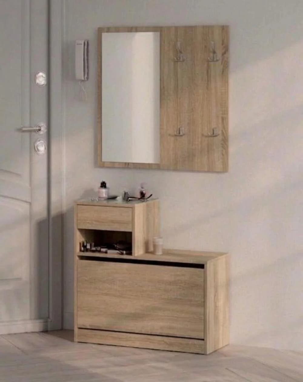 Tumba ayaqqabı üçün güzgülü MB 14, laminat, Sanoma, 72x86x35 sm