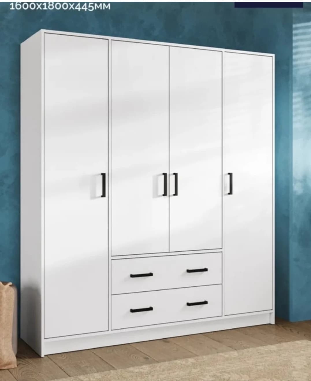 Şkaf S0123, laminat, ağ, 180x160x45 sm