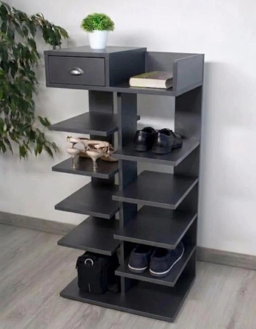 Ayaqqabı üçün tumba MB13, laminat, antrasit, 125x50x35 sm