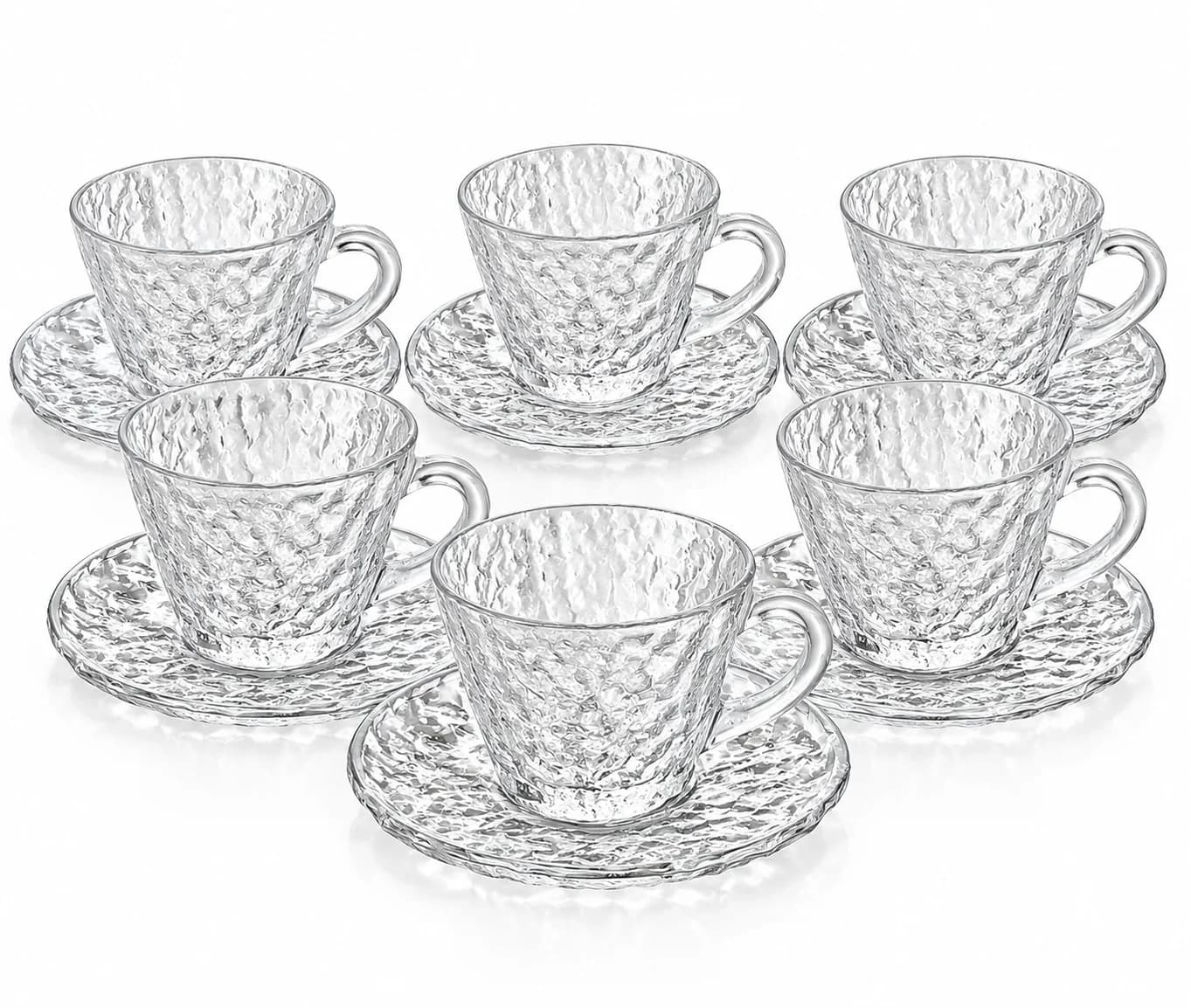 Çay dəsti 2855291, 6 nəfərlik, 12 əşya, 250 ml, şüşə, şəffaf