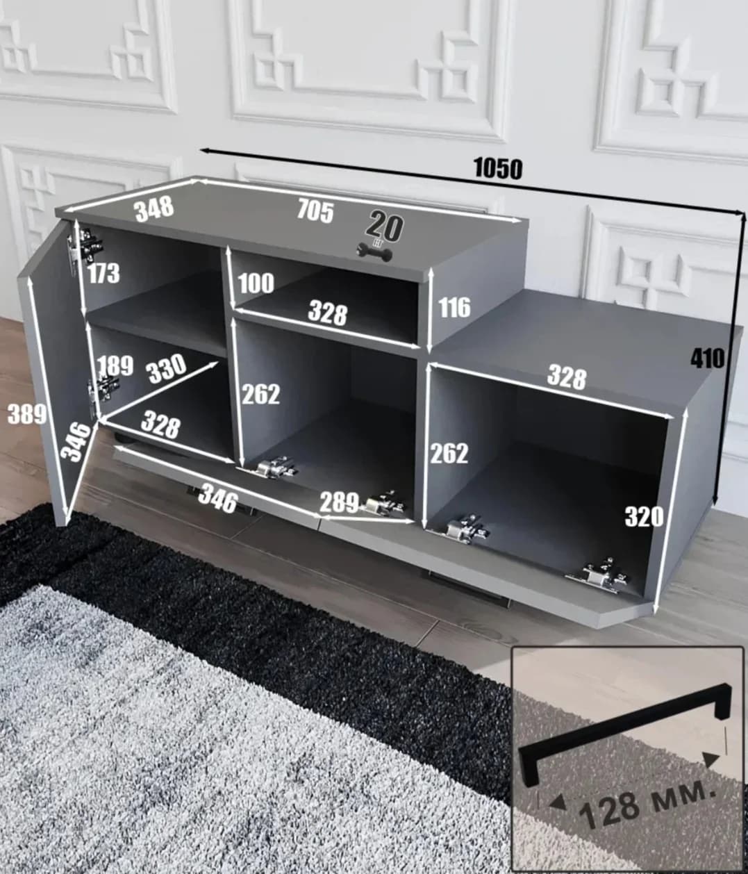 Tv üçün tumba SO0018, 105x41 sm — изображение 4