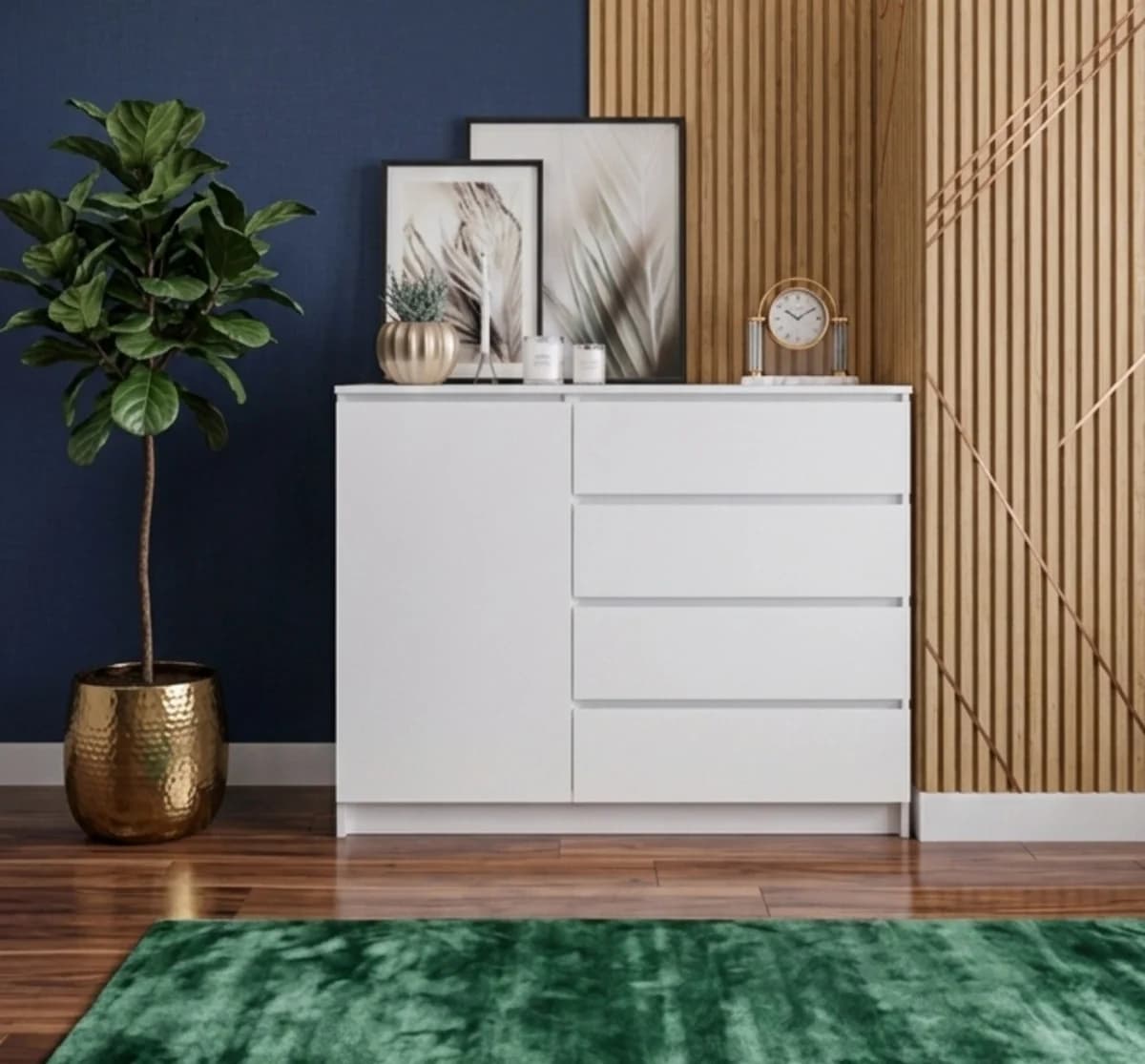 Komod MB10, ağ, laminat, 110x80x45 sm