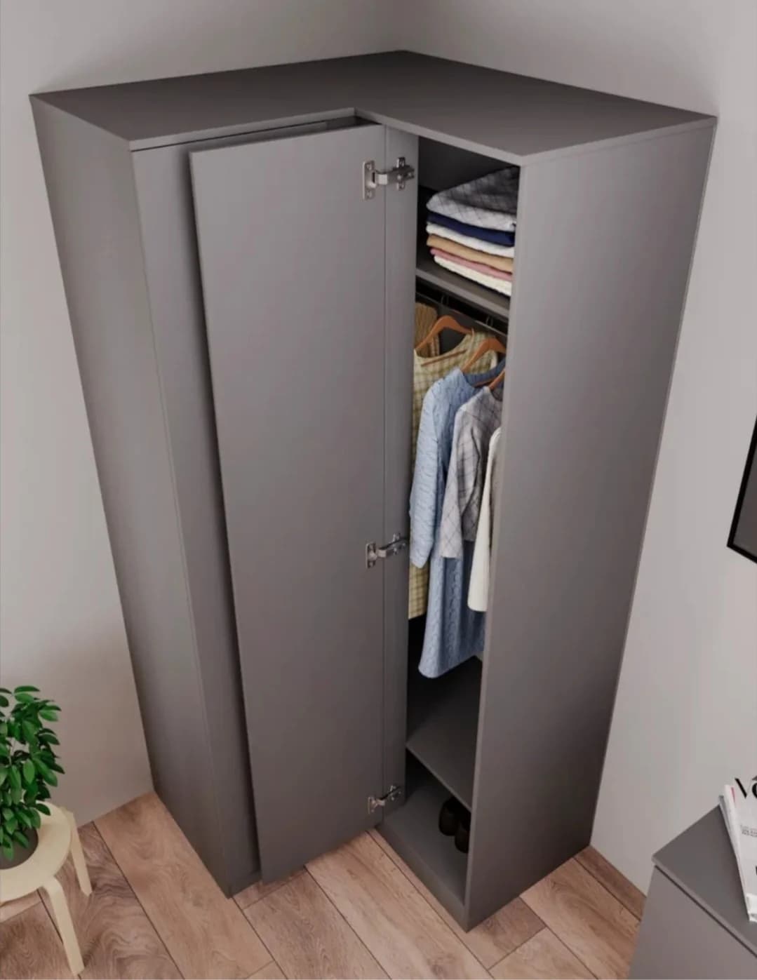 Şkaf 2566251, laminat, antrasit, 210x94x50 sm — image 3