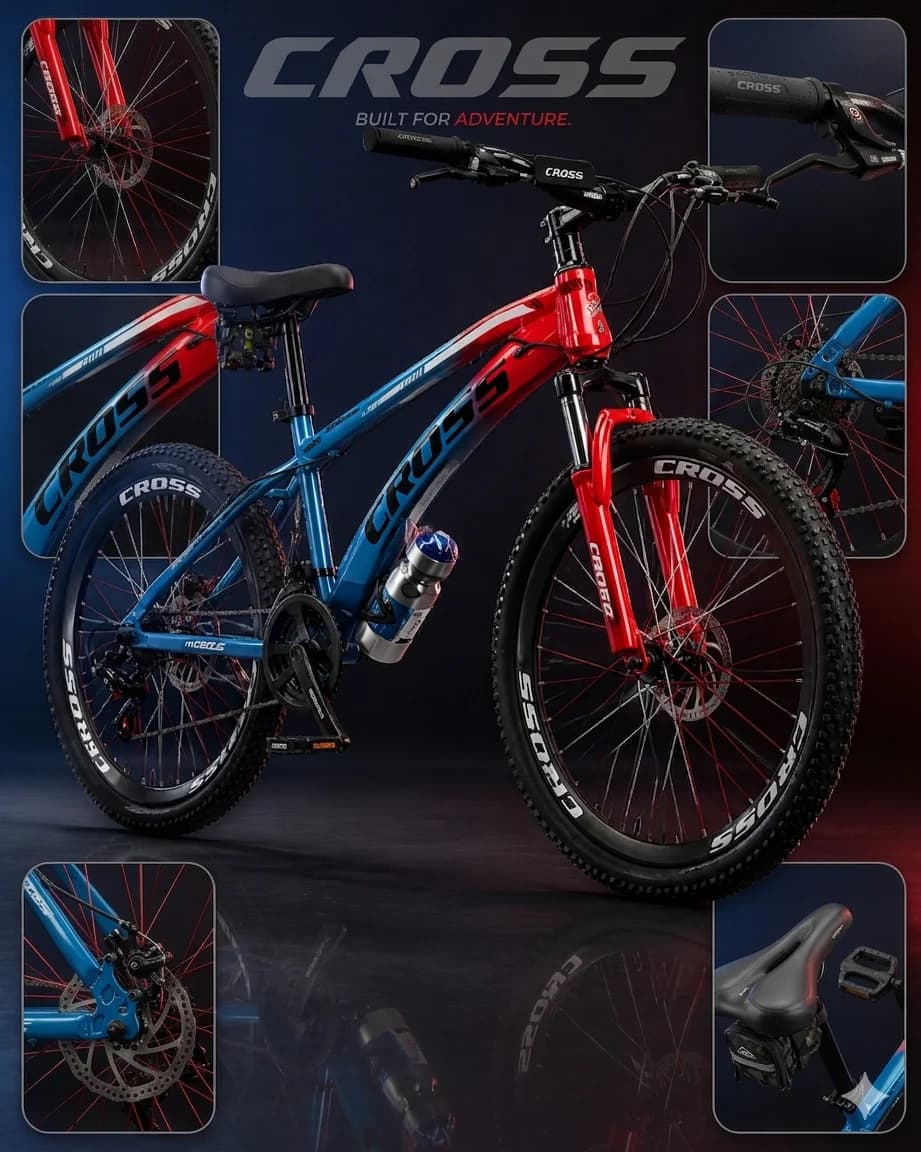 Dağ velosipedi Cross MTB 24", qırmızı-göy