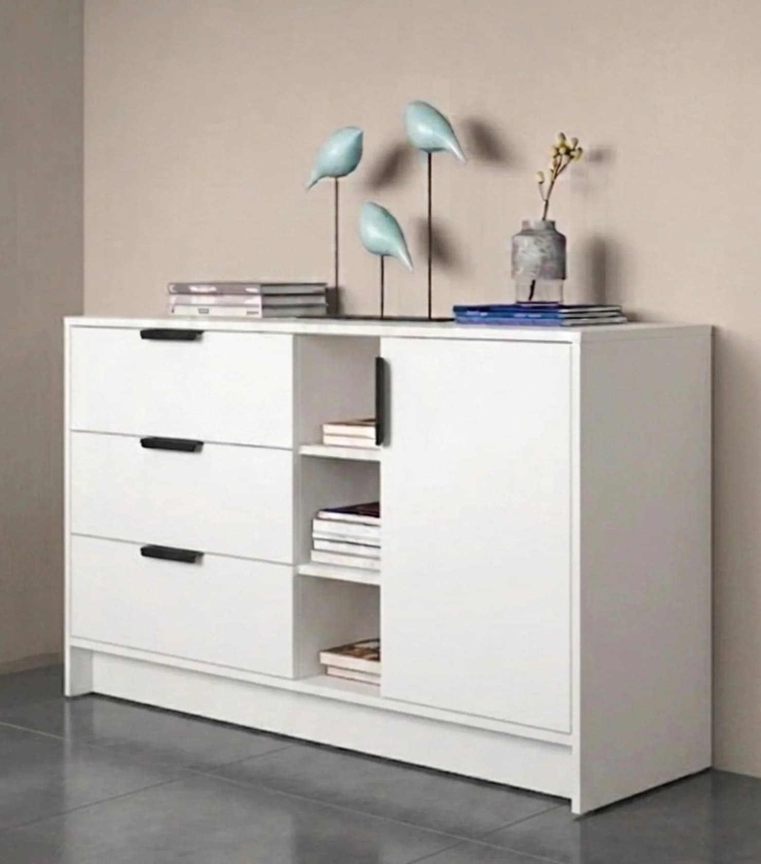 Komod MB 34, laminat, ağ, 120x80x40 sm