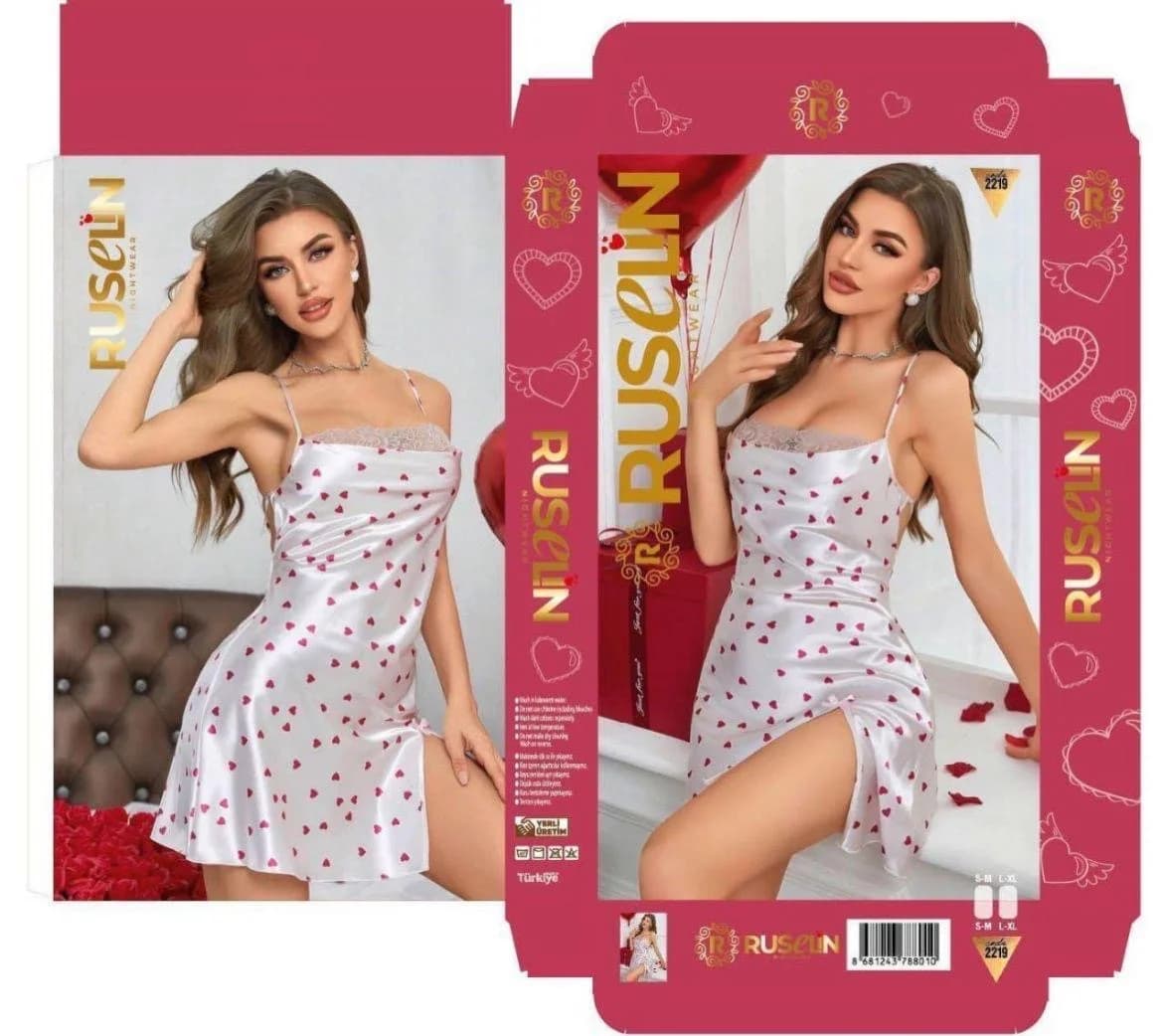 Gecə köynəyi, ağ, satin, ölçü S/M