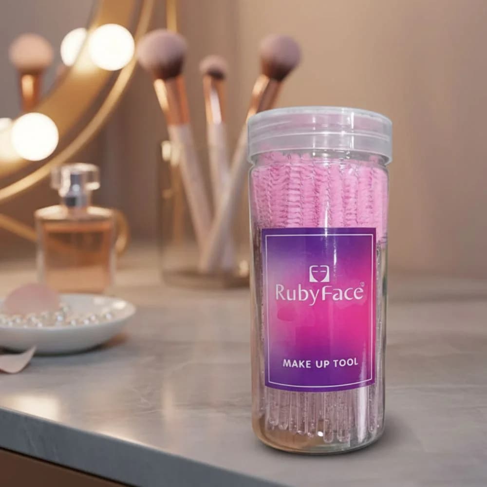 Qaş və kirpik üçün fırça dəsti Ruby Face, açıq çəhrayı, 100 əd