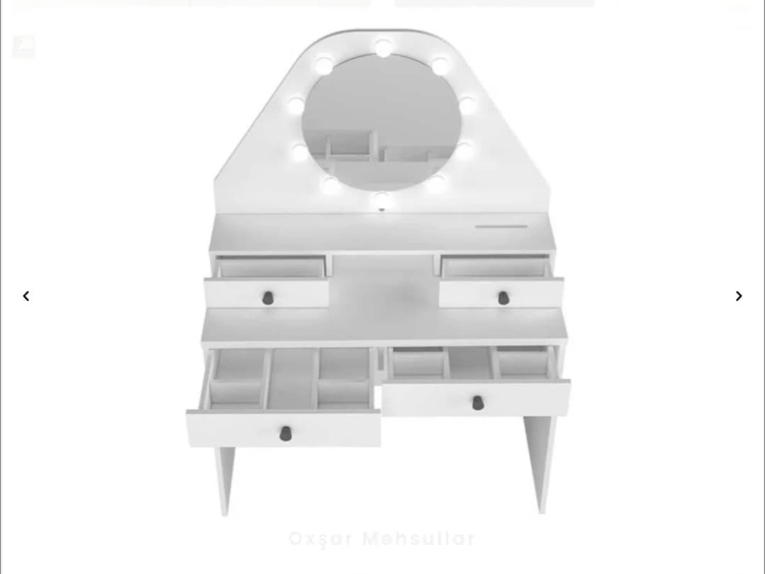 Makiyaj masası SO004, laminat, ağ, 147x41x100 sm — изображение 4