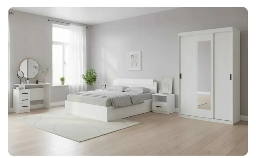 İki nəfərlik çarpayı S011, laminat, ağ, 160x200 sm — изображение 2
