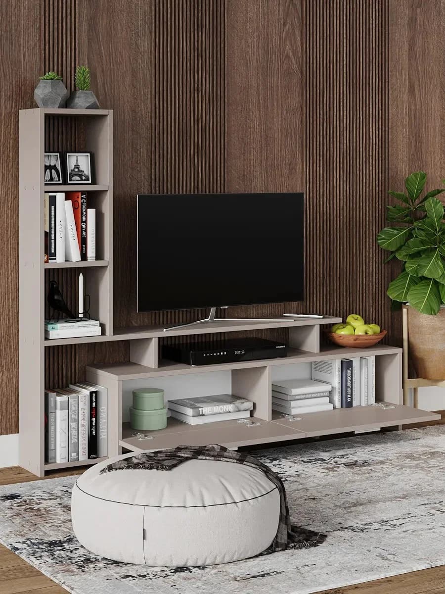 TV üçün tumba Yagmur, laminat, bej, 135x25x112 sm — изображение 3