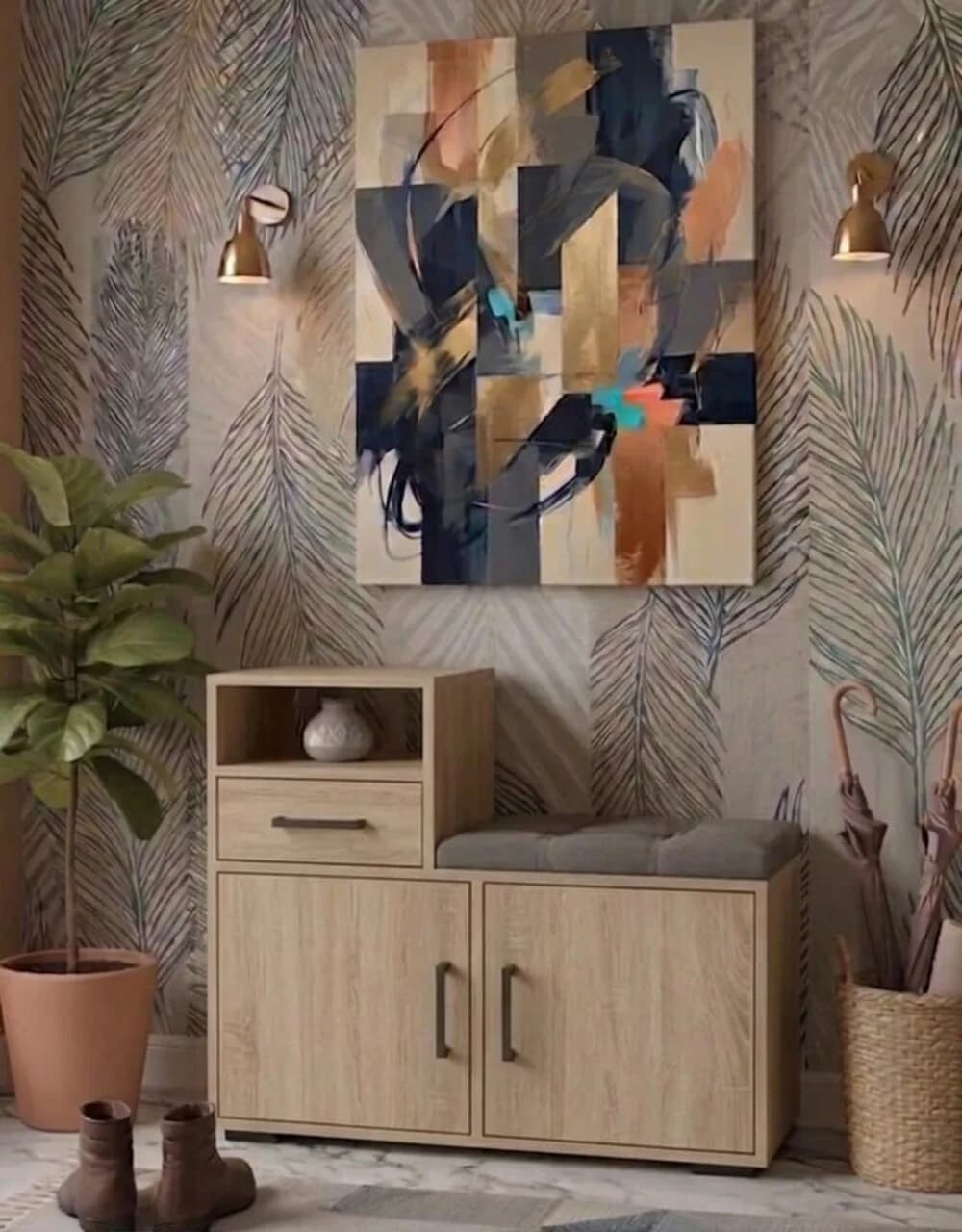 Tumba ayaqqabı üçün MB10, laminat, 72x86x35 sm, açıq qəhvəyi