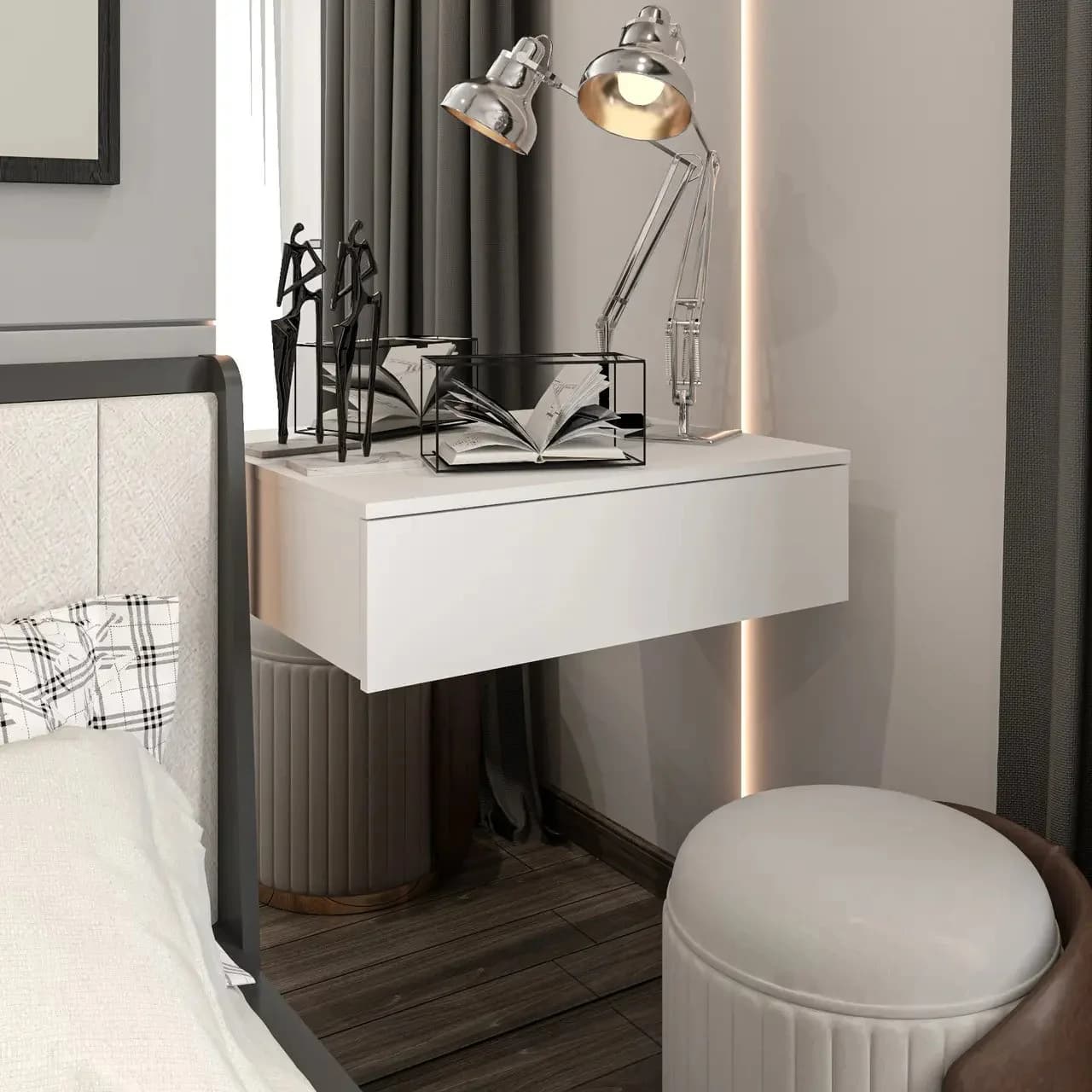 Makiyaj masası 8227, ağ, laminat, 20х31х70 sm