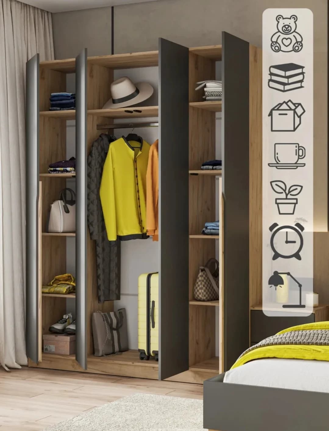 Döşəməüstü dolab S0054, antrasit, laminat, 210х50х160 sm — image 5