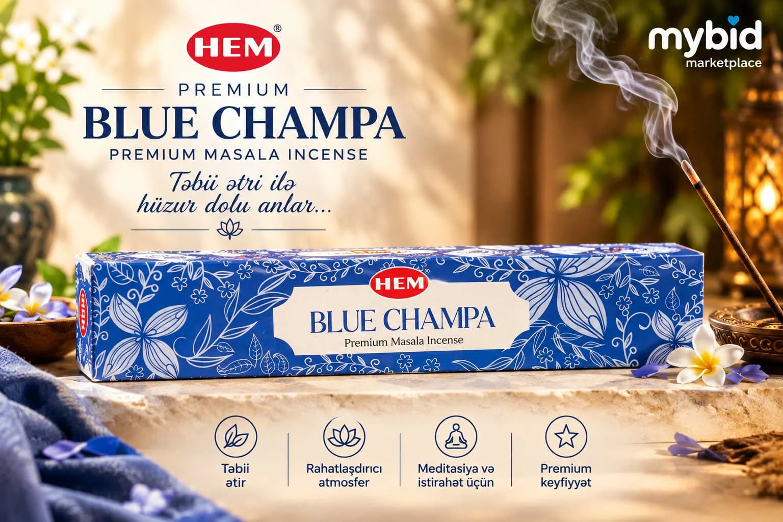 HEM Premium Blue Champa Ətirli Buxur Çubuqları