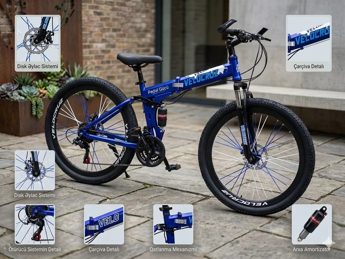 Dağ velosipedi Velocruz, 24", qatlanan, göy — image 2