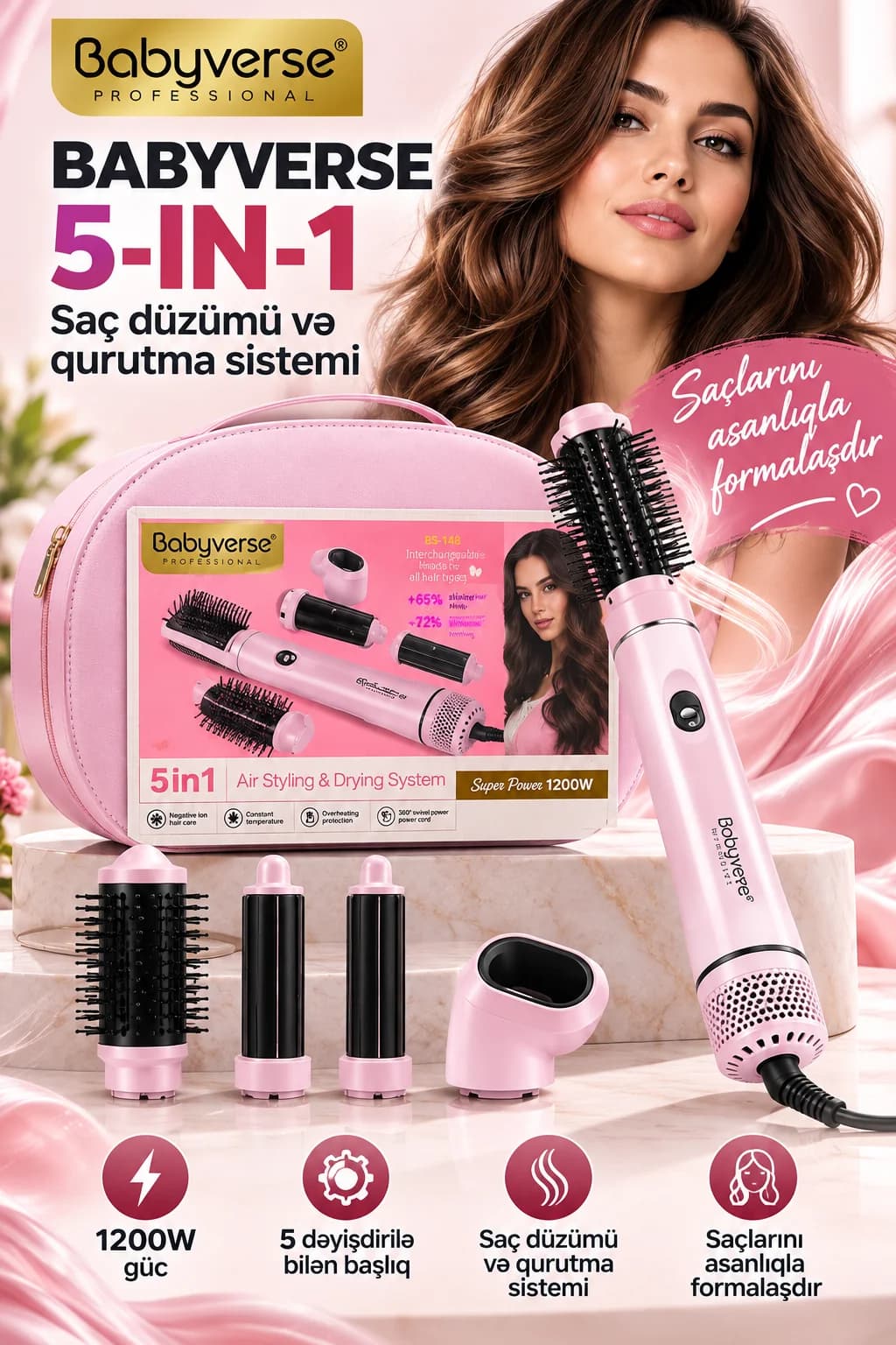 Babyverse Professional 5-in-1 Saç Düzümü və Qurutma Sistemi