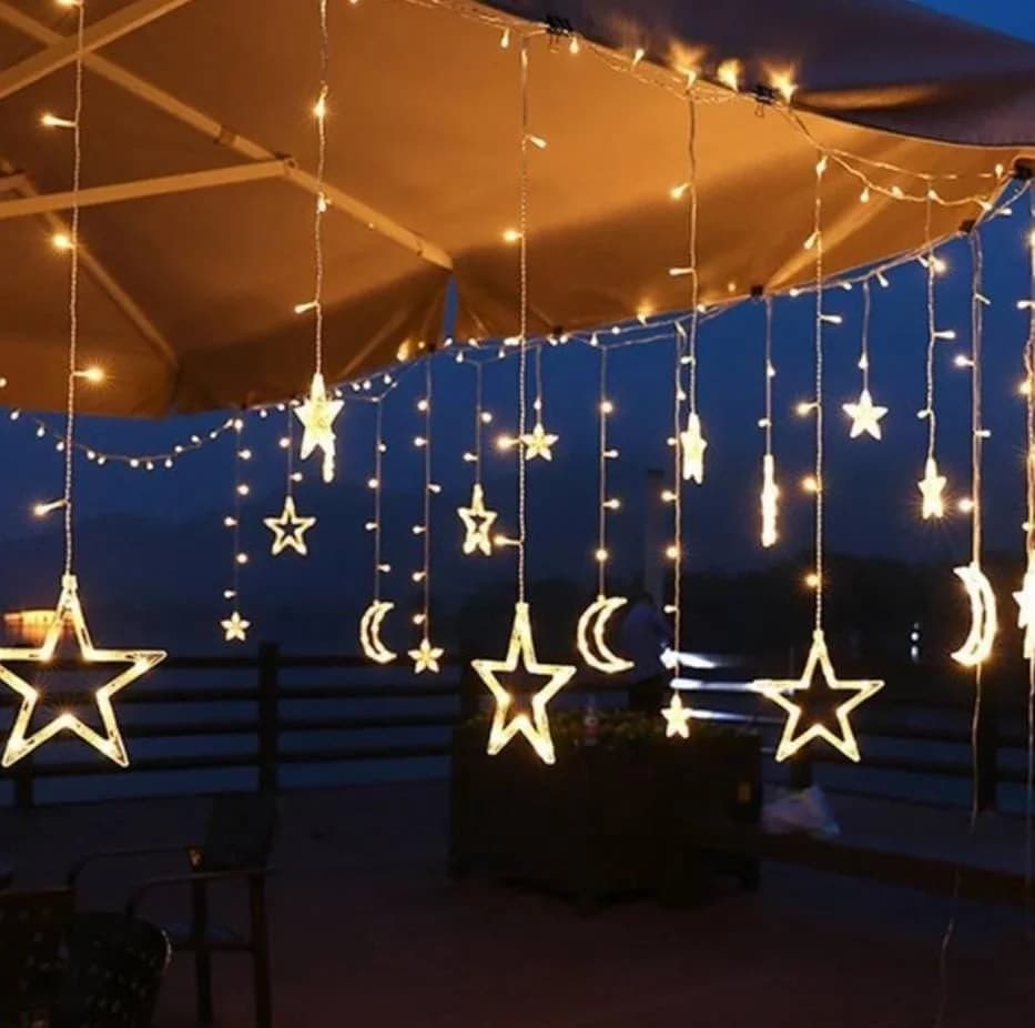 LED çələng yağış PP, ağ-sarı, 3 m