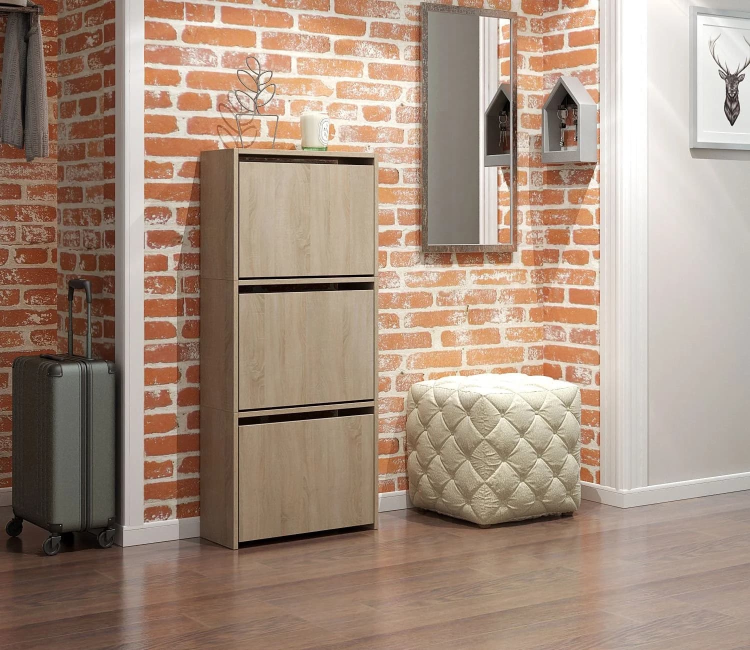 Ayaqqabı tumbası Yagmur Rəf Şkaf Tumba 120 sm 52 sm 3 əd Laminat 42