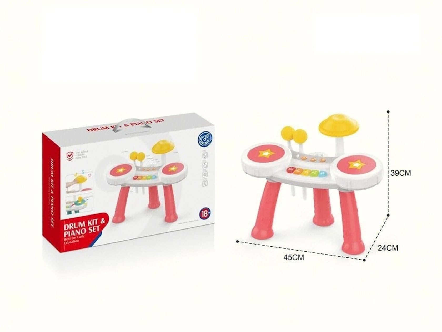 Musiqili oyuncaq Drum Kit & Piano Set HE0526, 18+ ay — şəkil 2
