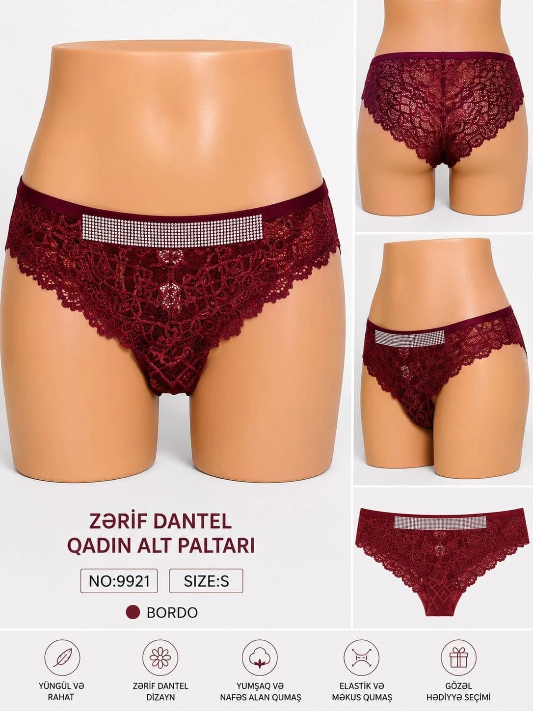 Qadın tumanı, Bordo, Dantel, M