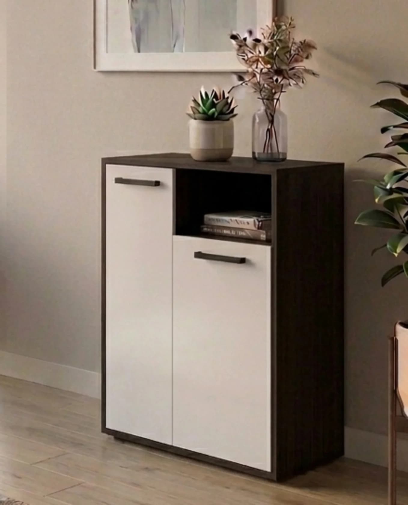 Tumba MB12, laminat, rəng Venge/ağ, 90x65x35 sm