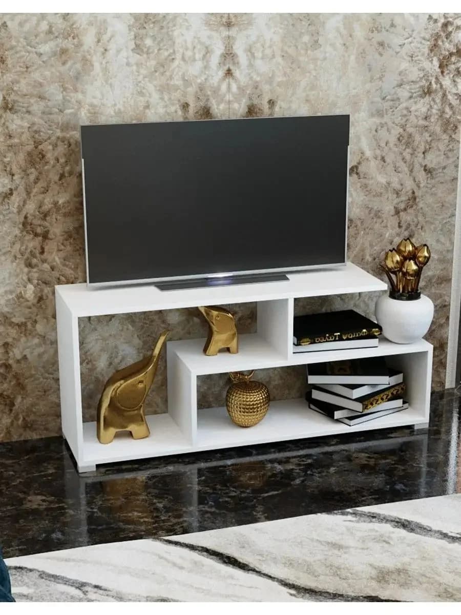 TV üçün tumba Yagmur 40_15456, laminat, ağ, 115x50x30 sm
