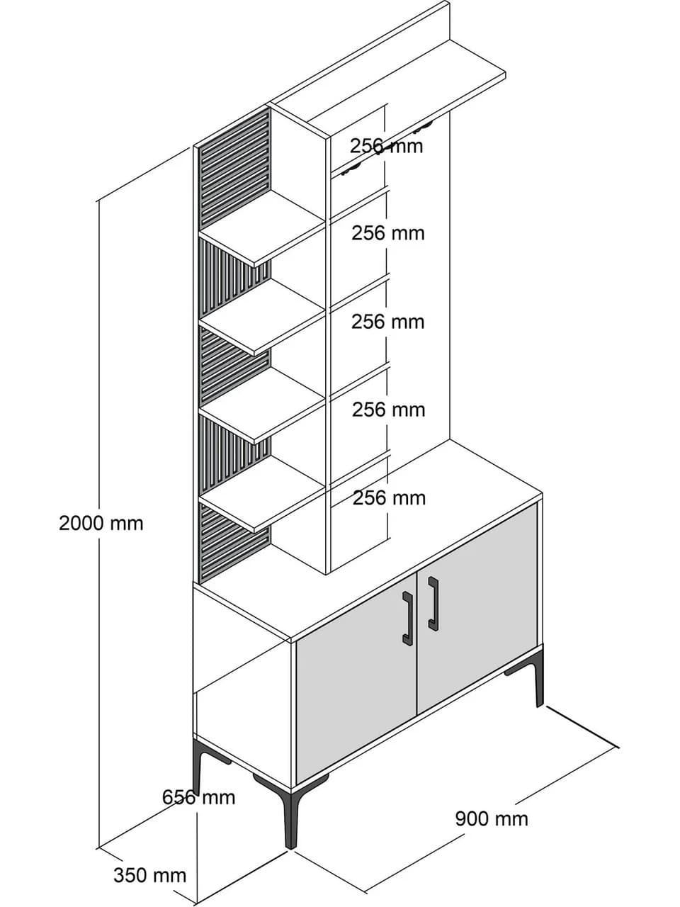 Dəhliz şkafı Elegant Wood ZARR2047, laminat, qəhvəyi, 90x35x200 sm — image 5