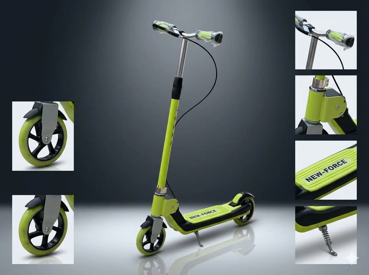 Samokat New force uşaqlar üçün, maksimal yüklənmə 30 kq, yaşıl
