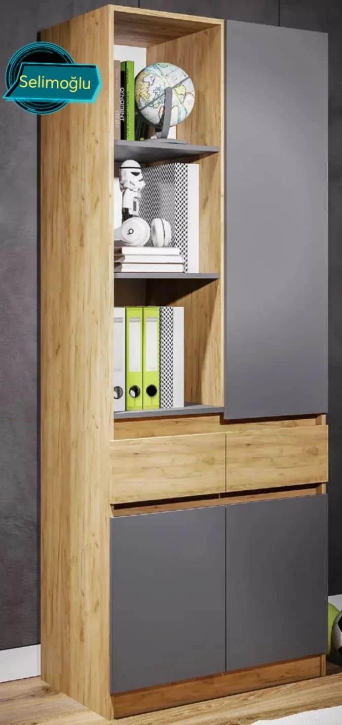 Kitablar üçün şkaf s121, laminat, 210х80х49 sm — image 2