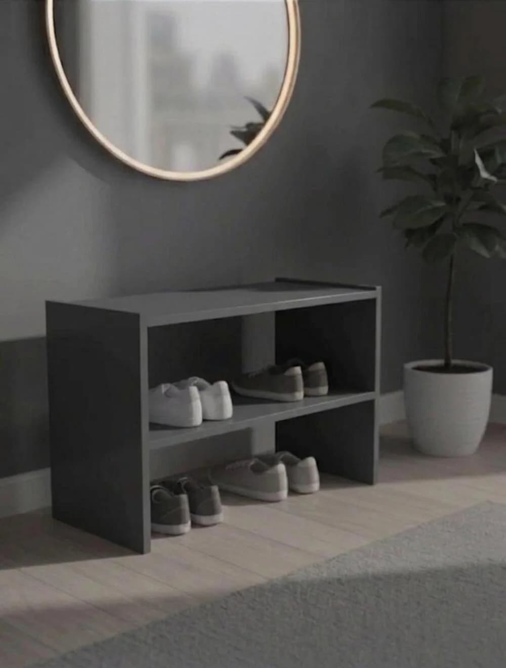 Ayaqqabı üçün tumba MB7, laminat, antrasit, 80x45x32 sm