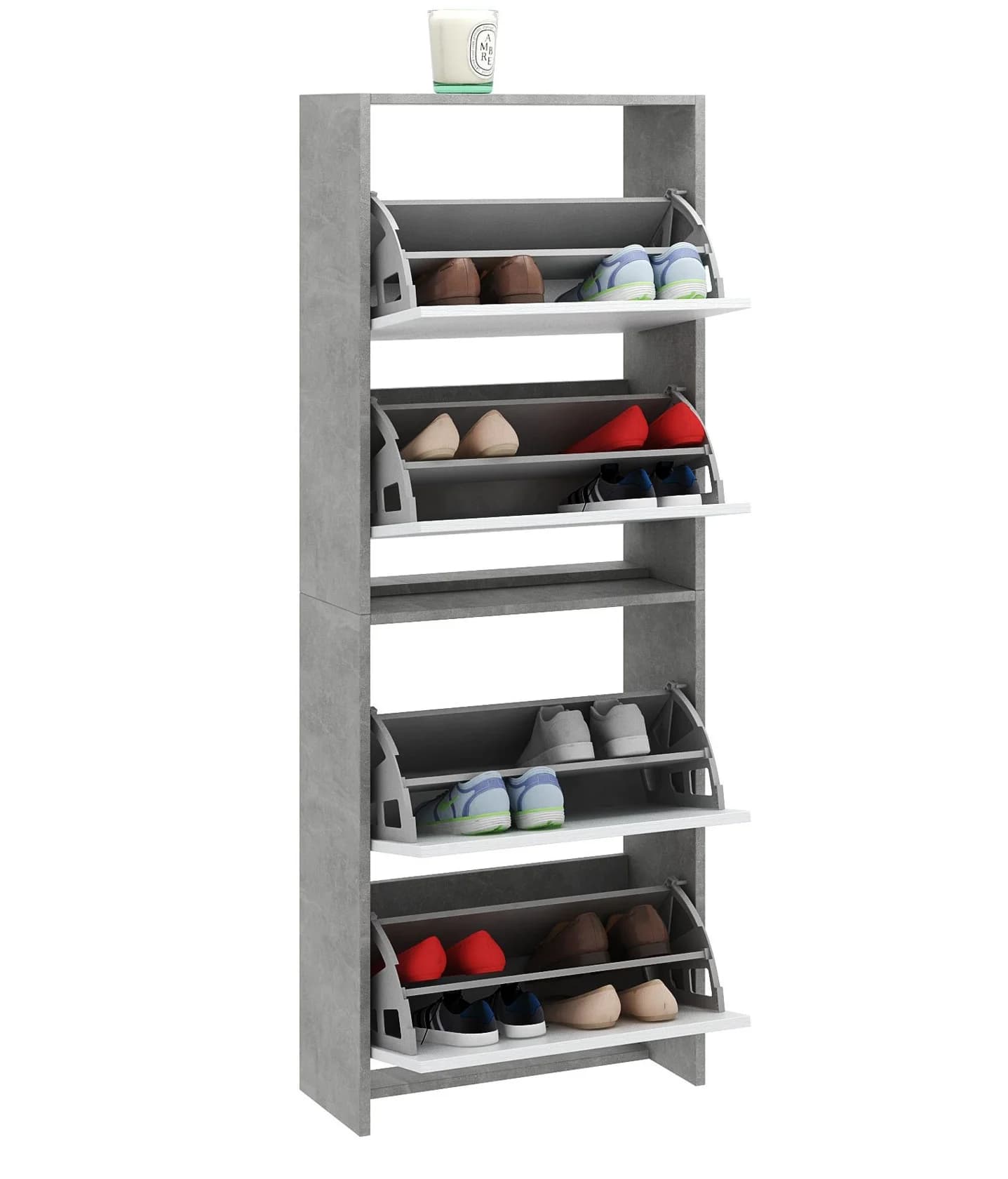 Ayaqqabı üçün tumba Yagmur Laminat Boz/Ağ 154x52x22 sm 4 əd ayaqqabi dolabi78 — image 3