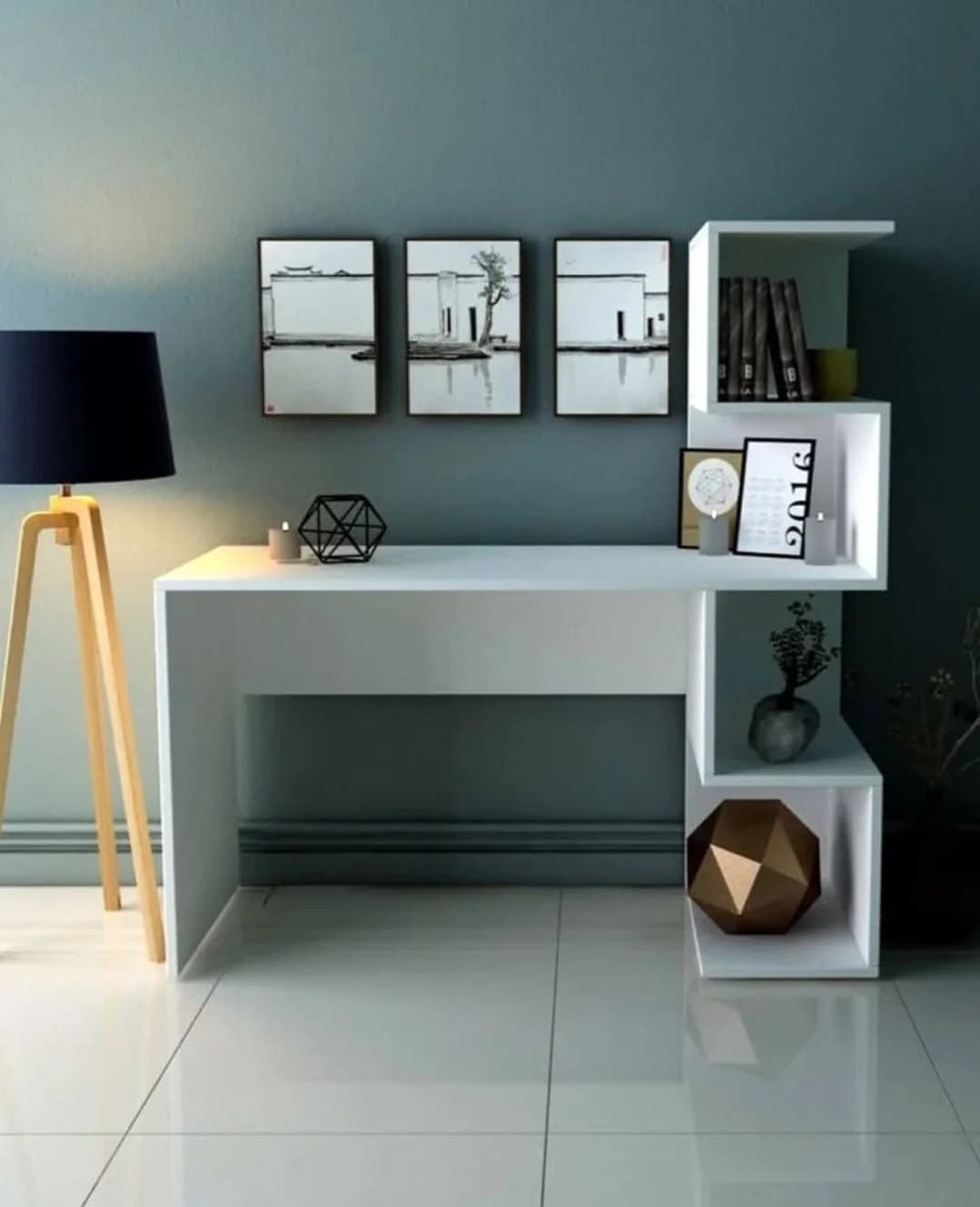 Yazı masası SO09, laminat, ağ, 130x50x136 sm — изображение 2