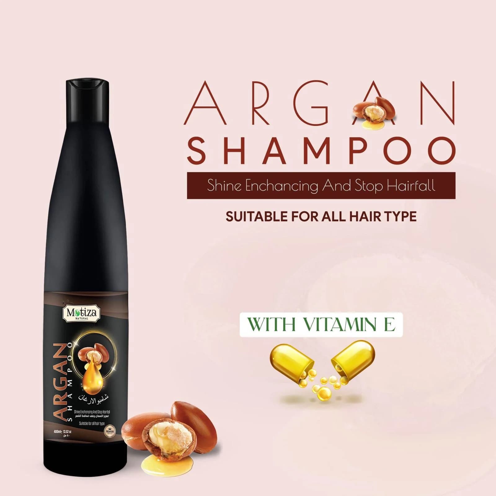 Saç şampunu Motiza Natural Argan, 400 ml