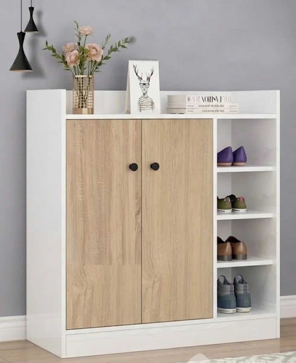 Ayaqqabı üçün tumba MB3, laminat, ağ/sanoma, 90x90x35 sm