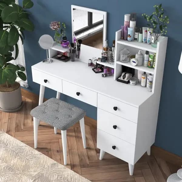 Makiyaj masası SO001, laminat, ağ, 122.2x38.2x133.8 sm — изображение 2